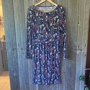 Boden Navy Floral Long Sleeve Dress